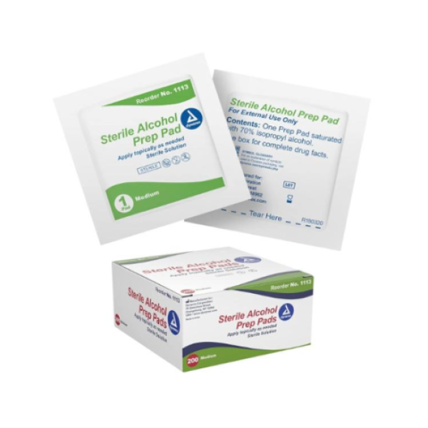 Alcohol Prep Pads, Medium, 200/Box, Sterlile
