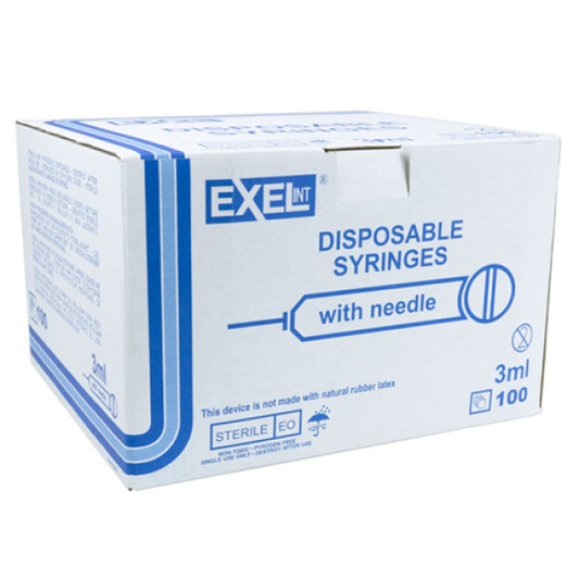 3 mL, 25G x 1", Box/100, Syringes w/ Needle, Luer-Lock, Low Dead Space Plunger