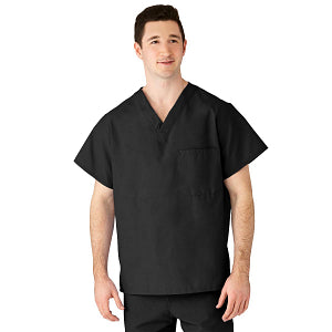 AngelStat Unisex Reversible V-Neck Scrub Top with 2 Pockets, Black, Size XL, Medline Color Code