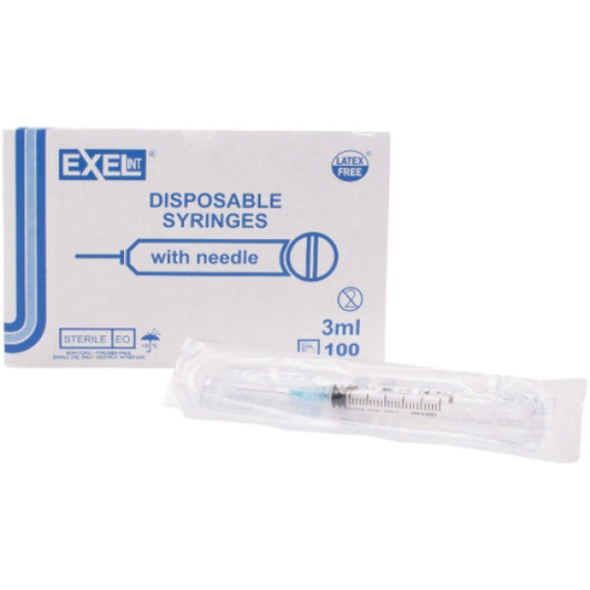 Syringe 3 mL Luer-Lock with 20G x 1" Needle, Low Dead Space Plunger BX/100