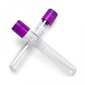 Vacutainer Blood Collection Tube with K2 EDTA, Plastic, Lavender Hemogard Closure, See-Thru Label, 16 x 100 mm, 10 mL, 18 mg
