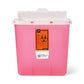 Sharps Container with Flap, Clear and Red, 2 gal