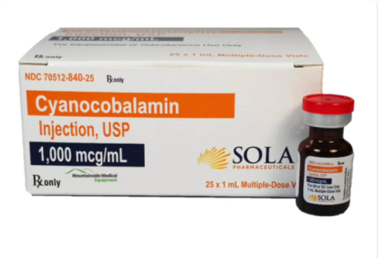1mL Cyanocobalamin, (Vitamin B12), 1,000mg/mL, Box/25