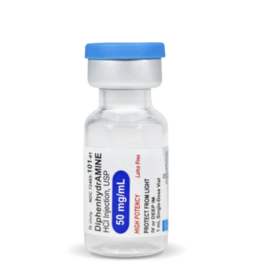 Diphenhydramine (Benadryl), 50mg/mL, 1mL SDV