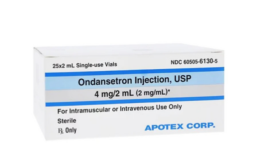 Ondansetron 4 mg (Zofran), Single Dose Vial 2 mL, Box/25