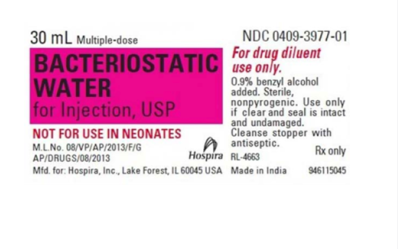 Bacteriostatic Water Multiple Dose Vial 30 mL NDC: 0409-3977-01