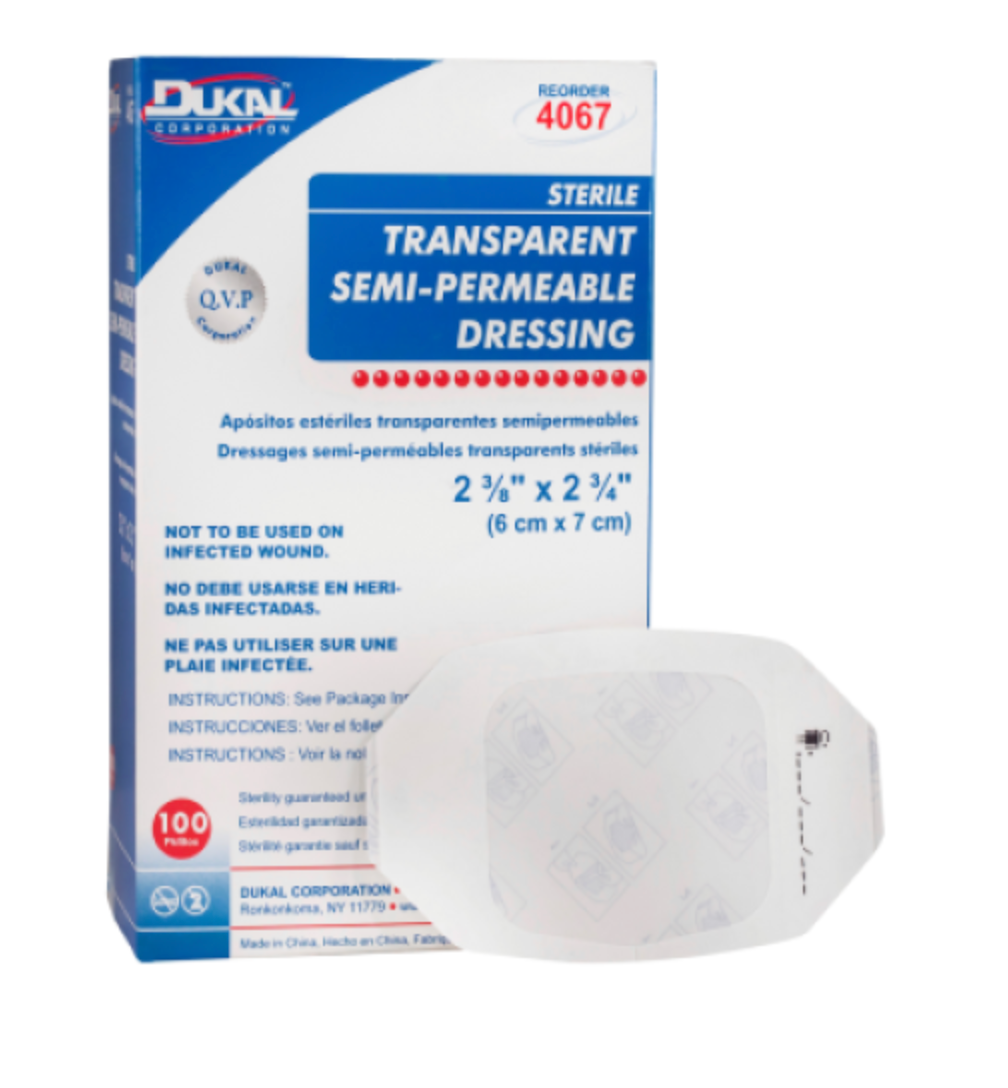 2 3/8" x 2 3/4", Transparent Semi-Permeable Dressing (Tegaderm), Dukal Brand 100/Box