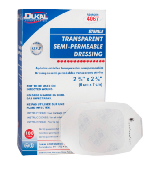 2 3/8" x 2 3/4", Transparent Semi-Permeable Dressing (Tegaderm), Dukal Brand 100/Box