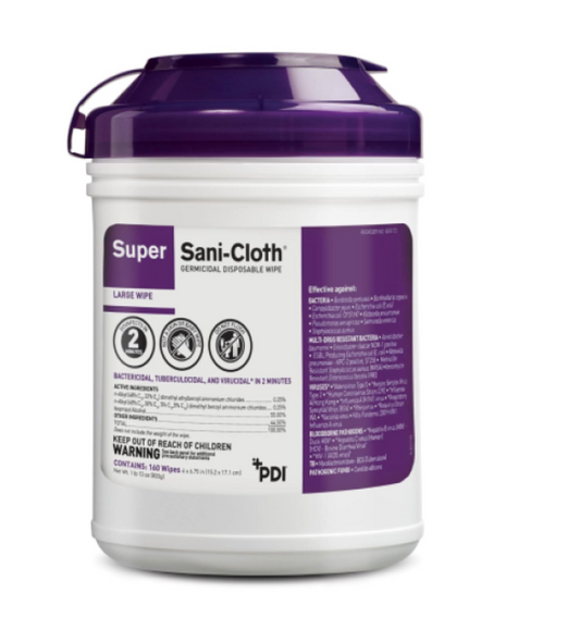 Germicidal Disposable Wipe, Large Canister, 6" x 6.75", 160/canister