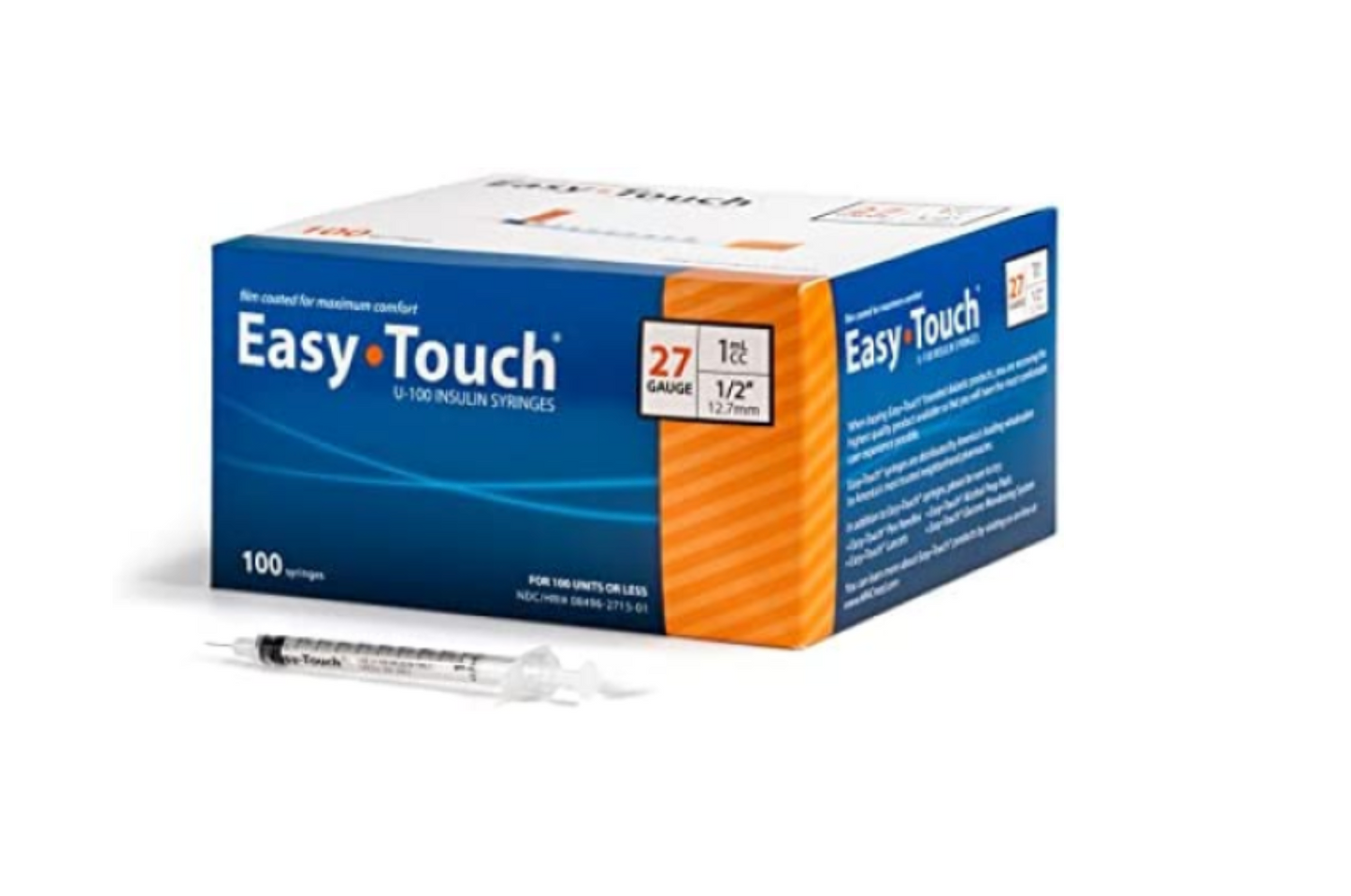 Insulin Syringe, 1mL, 27G x 0.5", EasyTouch