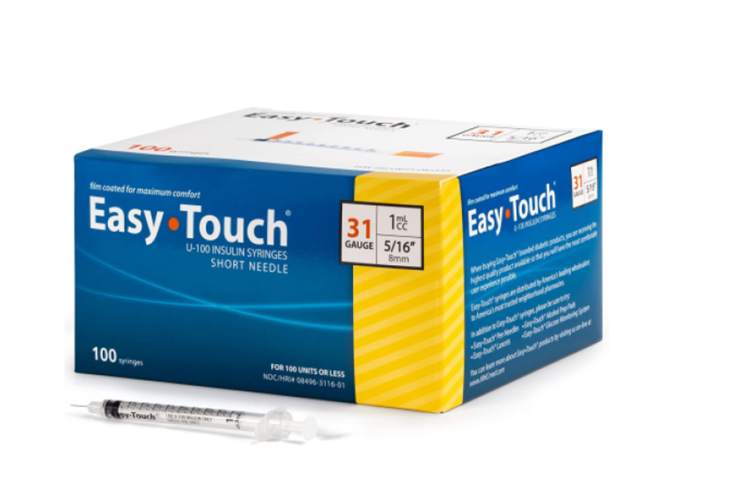 Insulin Syringe, 1mL, 31G x 5/16", EasyTouch