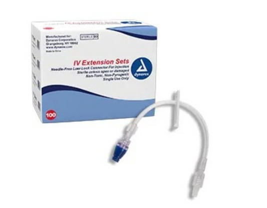 IV Extension set, 6" , needle free LL connect, 100/Box