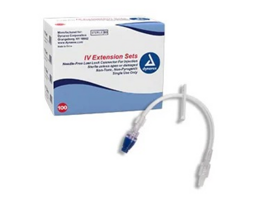 IV Extension set, 8" , needle free LL connect, 100/Box