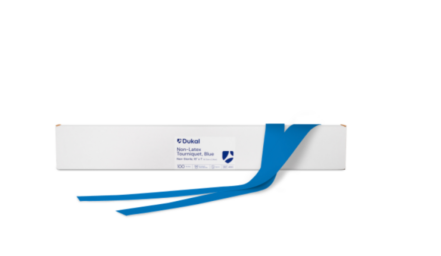 1" x 18", Box/100, Tourniquet, Blue, Flat, Non-Latex