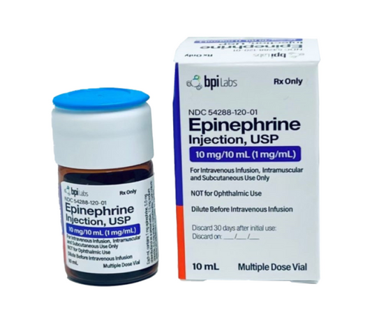 10 mL Epinehprine Adrenaline, 1mg/mL, MDV