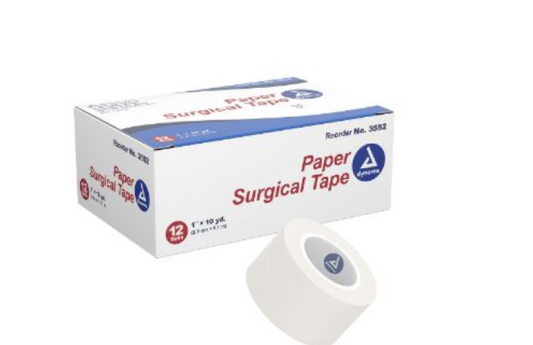 Paper Surgical Tape, 1" x 10 yds, 12/Box