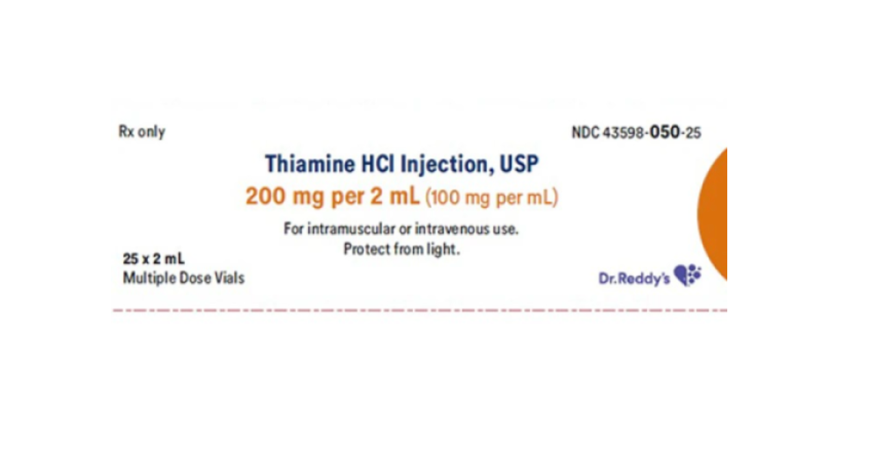 2 mL Thiamine HCL, 200mg/2mL, MDV, 1/EA