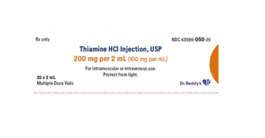 2 mL Thiamine HCL, 200mg/2mL, MDV, 1/EA