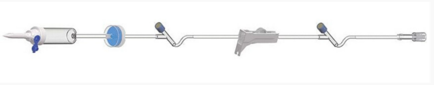 100", 15 Drop, Roller Clamp, Back Check Valve, IV Admin Sets, 2 Injection Y-Sites, DEHP Free, Box/50