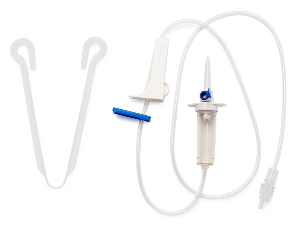 Medline Secondary IV Administration Set with Hanger, 15 Drops/mL, 40"