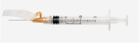3 mL, 25G x 1", Safety Syringes BX/100