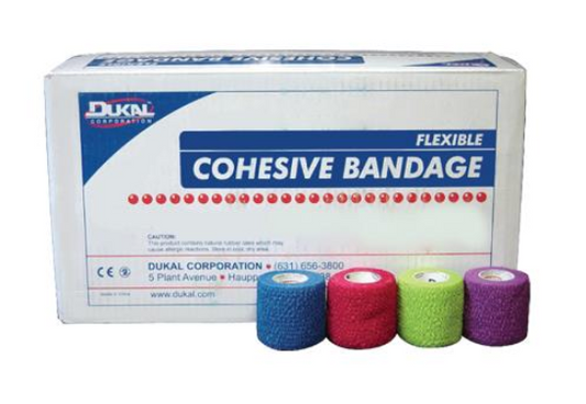 Nonsterile Cohesive Bandages, Assorted, 2" x 5 yd. (5.1 cm x 4.6 m) BX/36