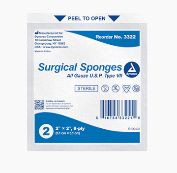 Gauze, Sterile 2's, 8 Ply- BX/50