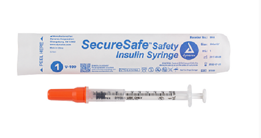 1 mL, 29G x 1/2", Safety Insulin Syringes BX/100