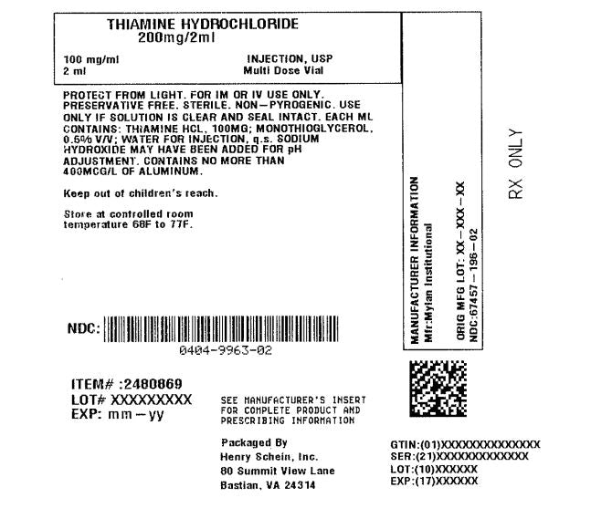 Thiamine HCL Injections 100mg/mL 2mL MDV