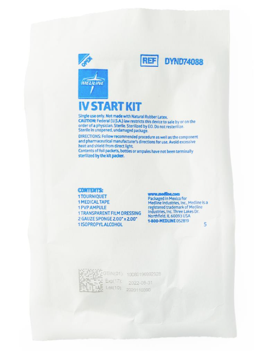 7-Piece IV Start Kit with 1 Alcohol Prep Pad, 1 PVP Ampule