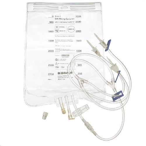 TPN Bag, 2-Lead Vented Transfer Set, Large Bore Tubing & Plastic Sealing Clip, 1000mL, 40/cs