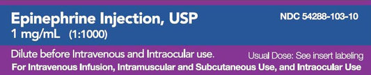 Epinephrine Injection Ampule, 1 mg / mL, 1 mL