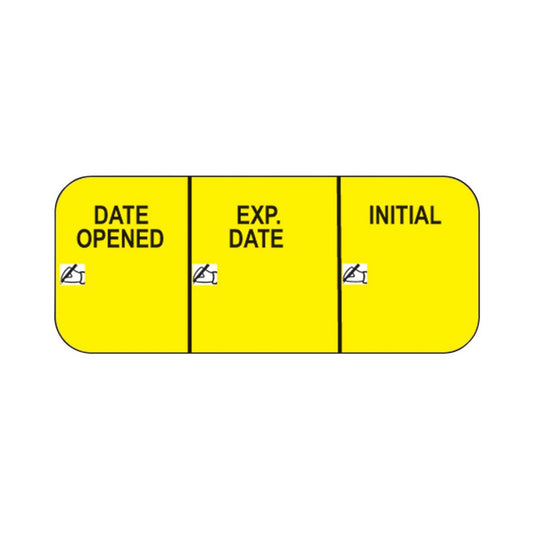 Medication Labels, Date Opened, Yellow with Black Print HCL17638 - Pack of 1000