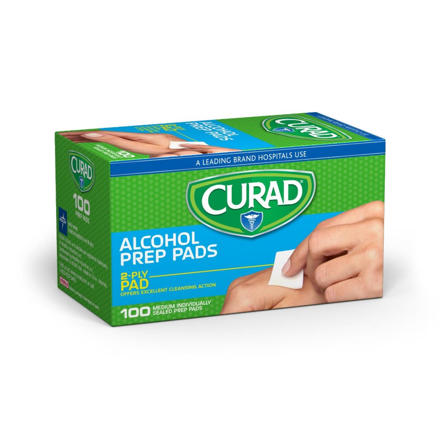 Prep Pads: CURAD 2-Ply Alcohol Prep Pad for Wound Care, Thick, Size M