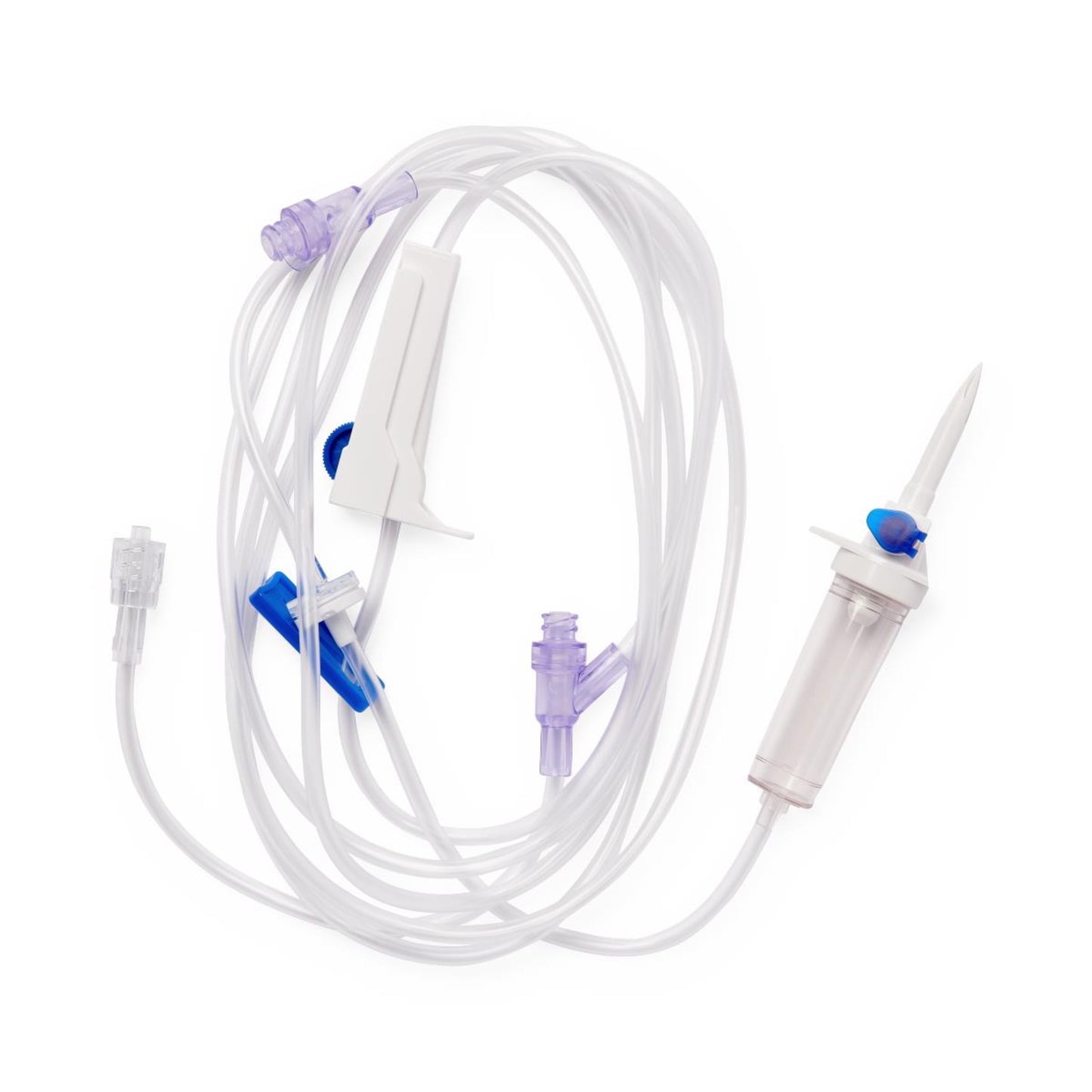 IV Administration Set: 60 Drop IV Administration Set with 2 Needle-Free Ports, 96"