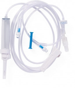 IV Administration Set: 15 Drop IV Administration Set with 2 Needle-Free Ports, 96"