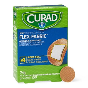 CURAD Fabric Adhesive Bandage, 7/8" dia. Spot, 100/Box