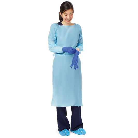 Standard Polyethylene Isolation Gowns with Thumb Loop, Blue, Size Regular 100/CS