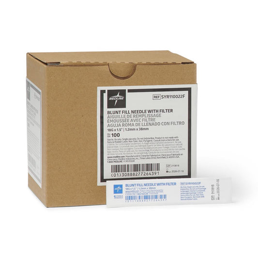 Blunt Tip Needle with Filter, 18G x 1.5" SYR110022FZ 100/BOX